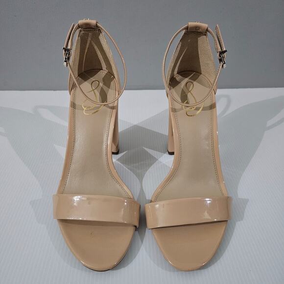 NEW Sam Edelman Yaro Block Heel Sandal Beige Blush Patent Size 10 WIDE WIDTH - Picture 4 of 14